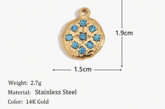 Charm Piastrina Zirconi Azzurri